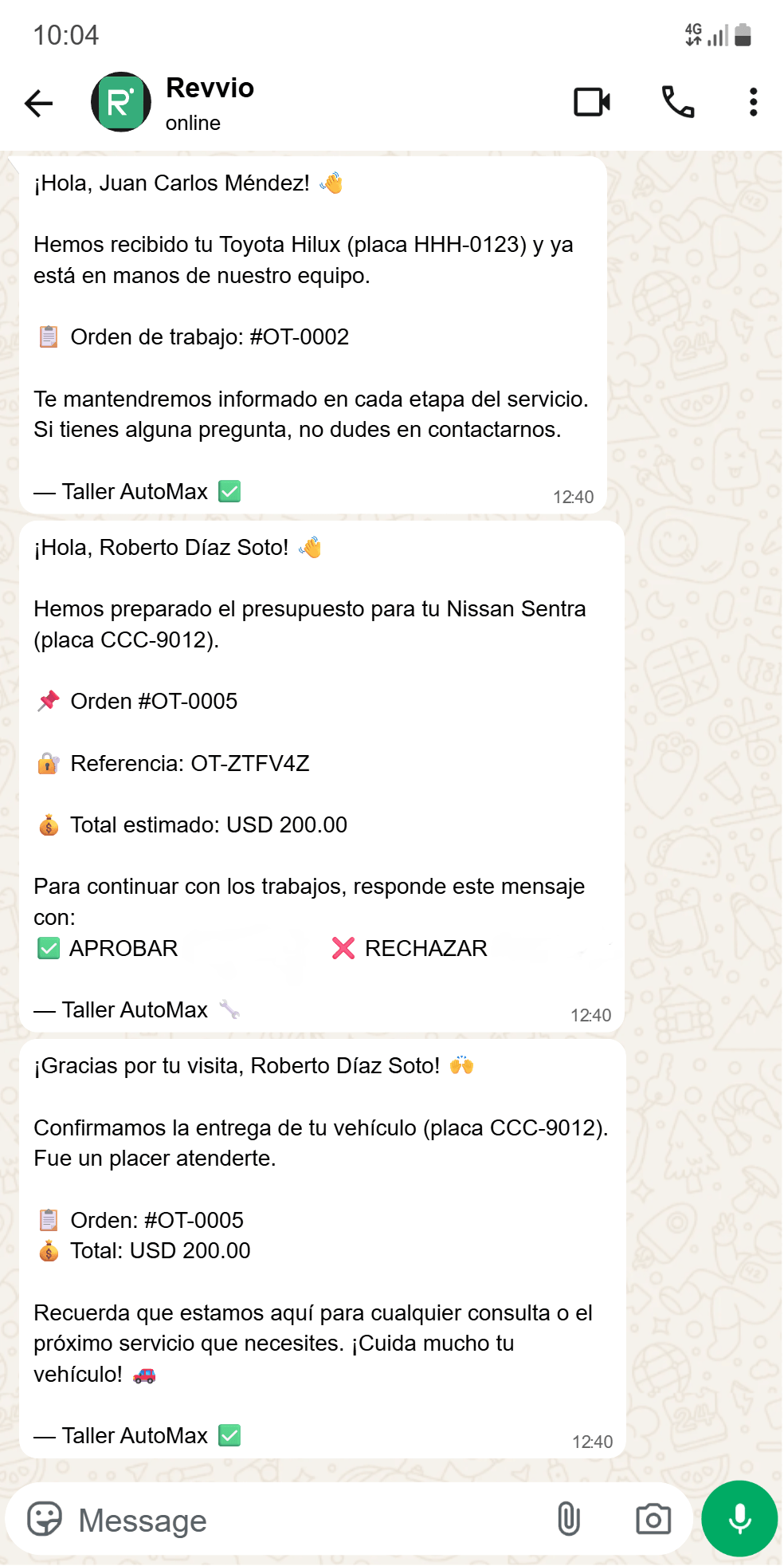 Notificaciones integradas por WhatsApp